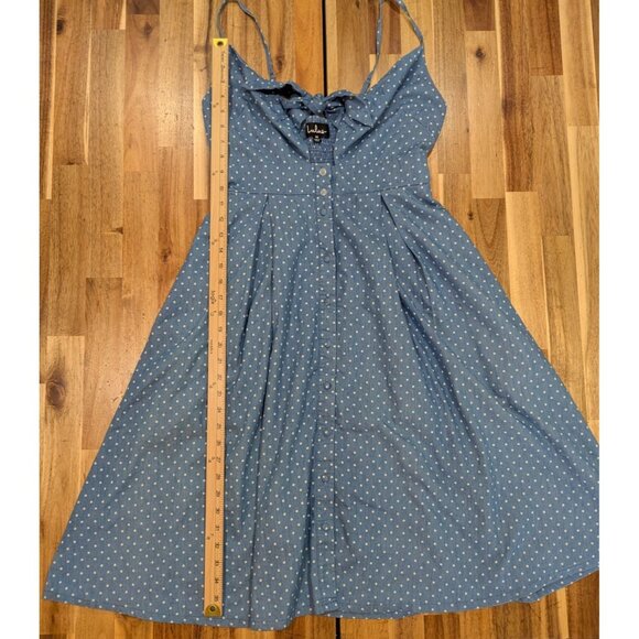 Bonnie Bell Blue and White Polka Dot Midi Flare Dress Size Medium - Picture 10 of 13